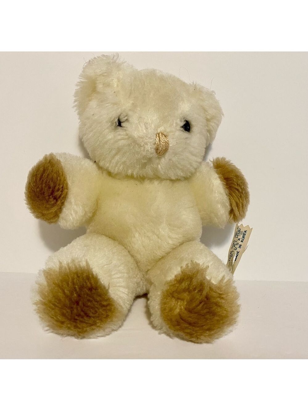 Eden Cream Tan Teddy Bear Plush Stuffed Animal Toy Rattle Baby Vintage 80s